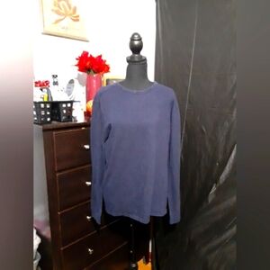 J Crew Women's Sweater Blue PullOver Long Sleeve Crew Neck 100% Cotton Size M